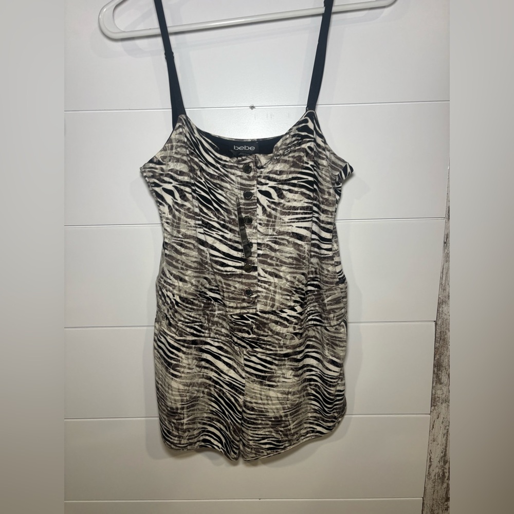 NWT XS Y2K NWT Faded bebe Zebra Print Jumpsuit